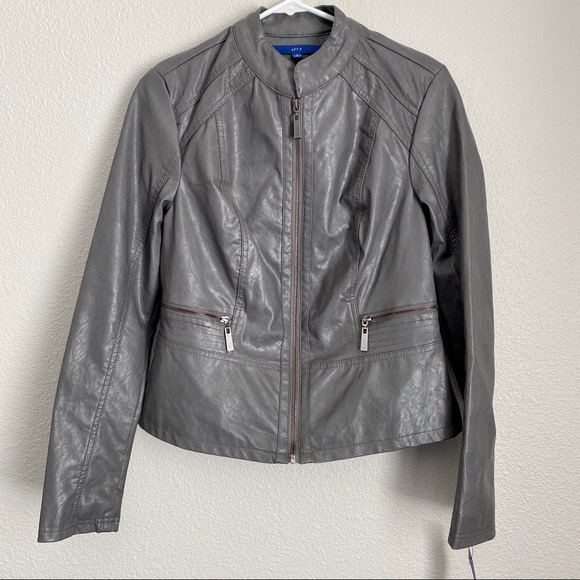 Grey Faux Leather Jacket- great condition - Picture 5 of 5